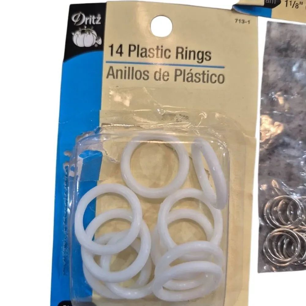 Dritz Plastic Drapery Rings Set & Loose Metallic Craft Rings Bundle - Picture 5 of 5